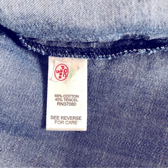 C. Est. 1946 chambray with gold polka dots long line tunic top - Picture 7 of 7